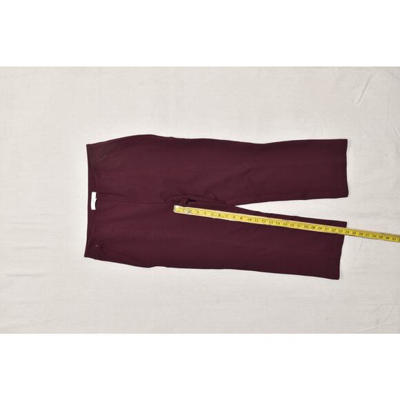 LOFT Women Petite Size LP Maroon Red Pull On Straight Cropped Pants Rayon Blend - Picture 3 of 8
